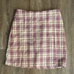 Pink Plaid Mini Skirt Y2K Preppy Schoolgirl Style